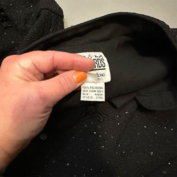 R&M Richards Vintage Black Beaded Long Kimono Jacket Plus Size 16 - Picture 6 of 8